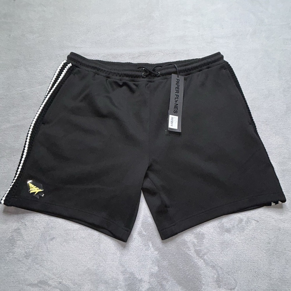 PAPER PLANES ✈️ BLACK KINGSTON CROCHET STRIPE TRACK SHORT SIZE 2XL MSRP$168
